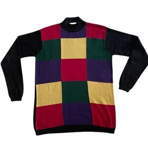 Vintage Cambridge Dry Goods Color Block Cotton Sweater – Made in Hong Kong – L